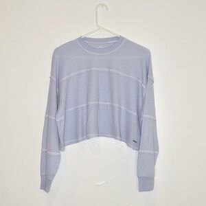 Hollister Long Sleeve Waffle Knit Top - Light Blue